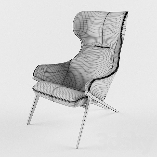 UPHOLSTERED ARMCHAIR 3DS Max Model - thumbnail 3