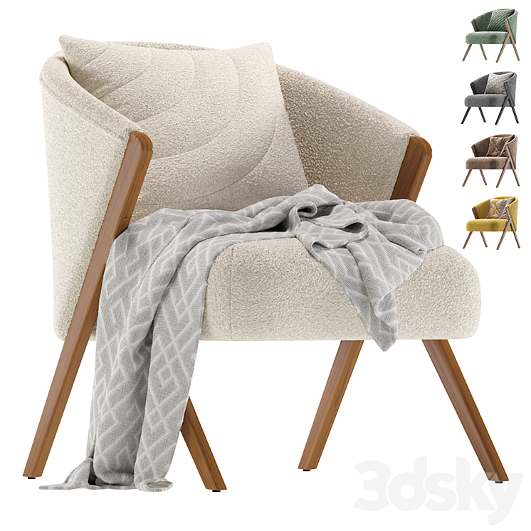 Upholstered Boucle Armchair Zara Home 3DS Max Model - thumbnail 1