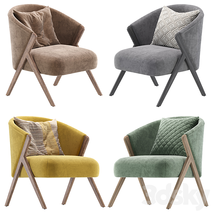 Upholstered Boucle Armchair Zara Home 3DS Max Model - thumbnail 2