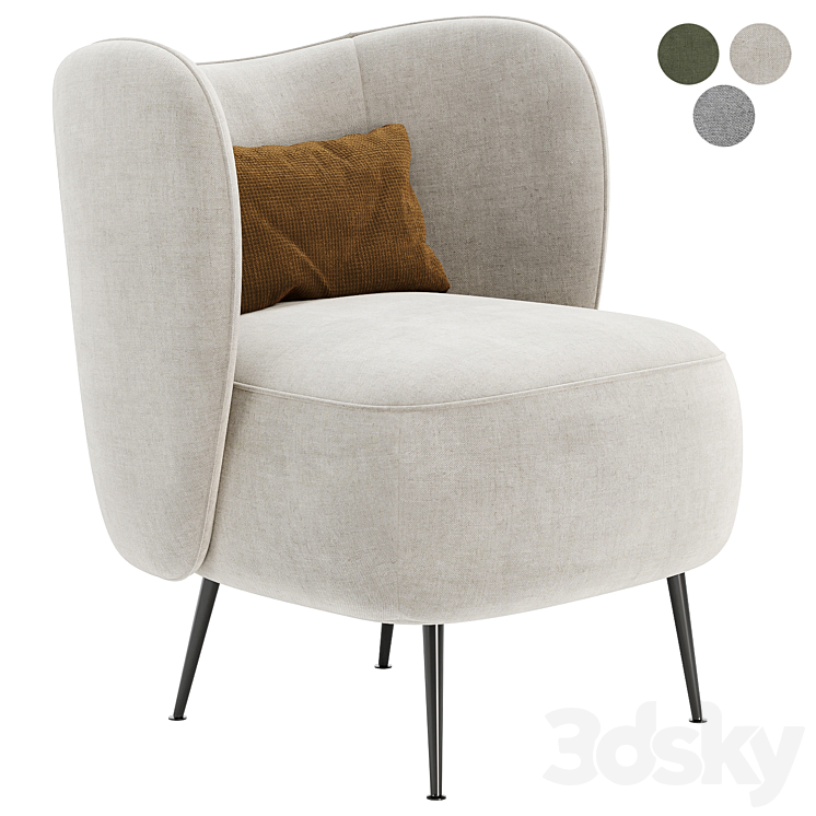 Upholstered Wingback Chair 3DS Max Model - thumbnail 3