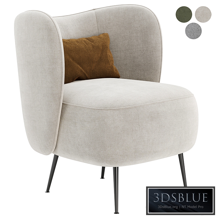 Upholstered Wingback Chair 3DS Max - thumbnail 3