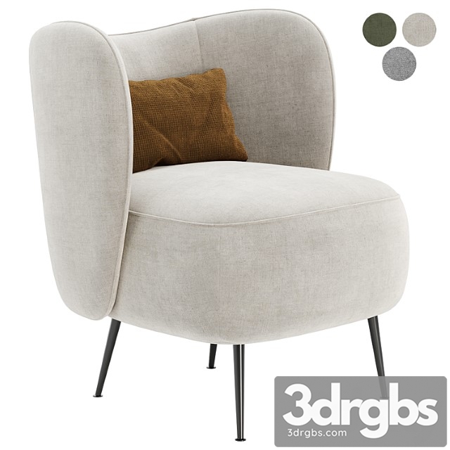 Upholstered Wingback Chair 3dsmax Download - thumbnail 1