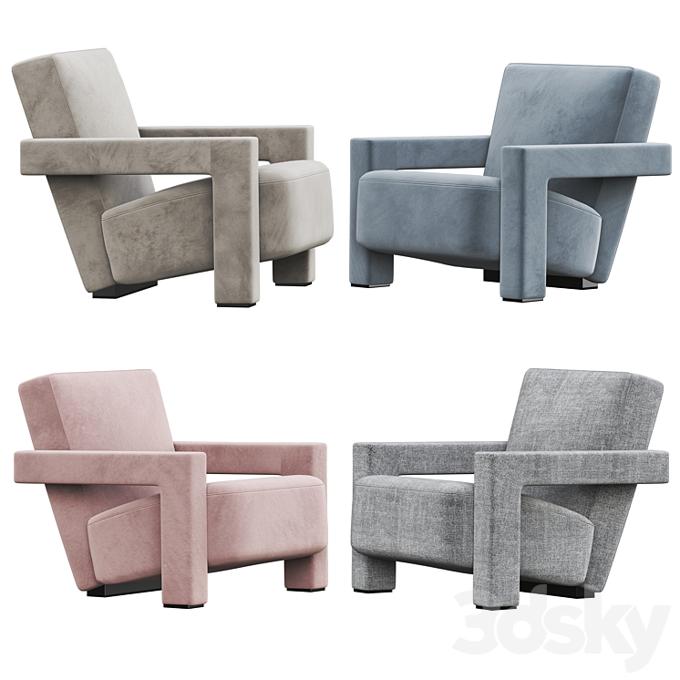 Utrecht armchair 3DS Max Model - thumbnail 2