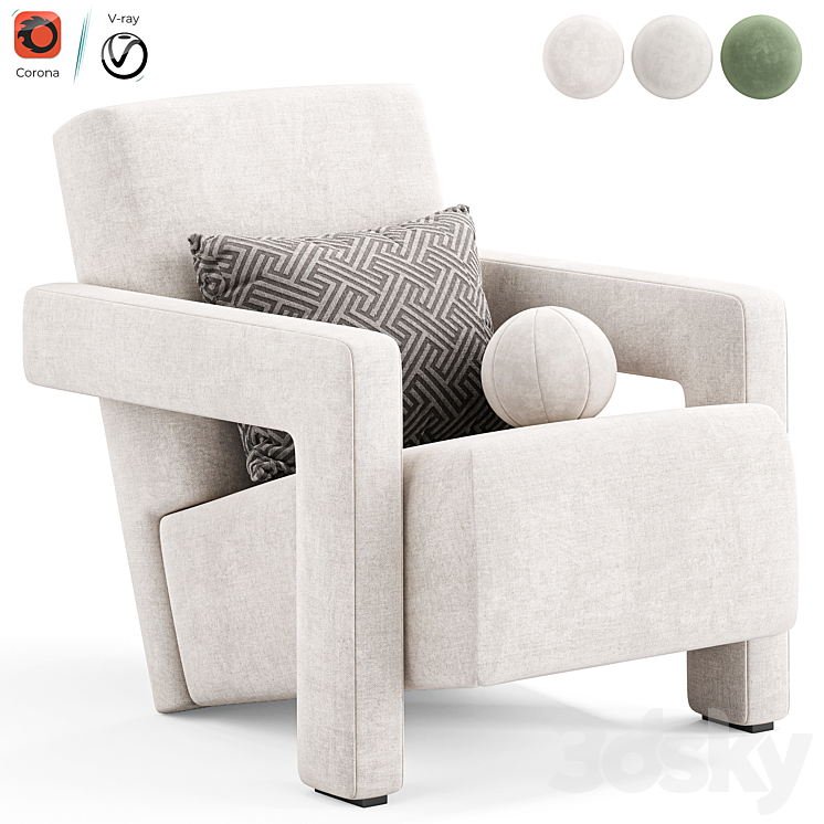 Utrecht armchair by Cassina 3DS Max Model - thumbnail 1