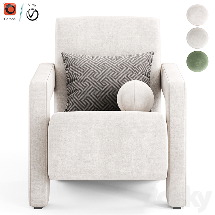 Utrecht armchair by Cassina 3DS Max Model - thumbnail 2