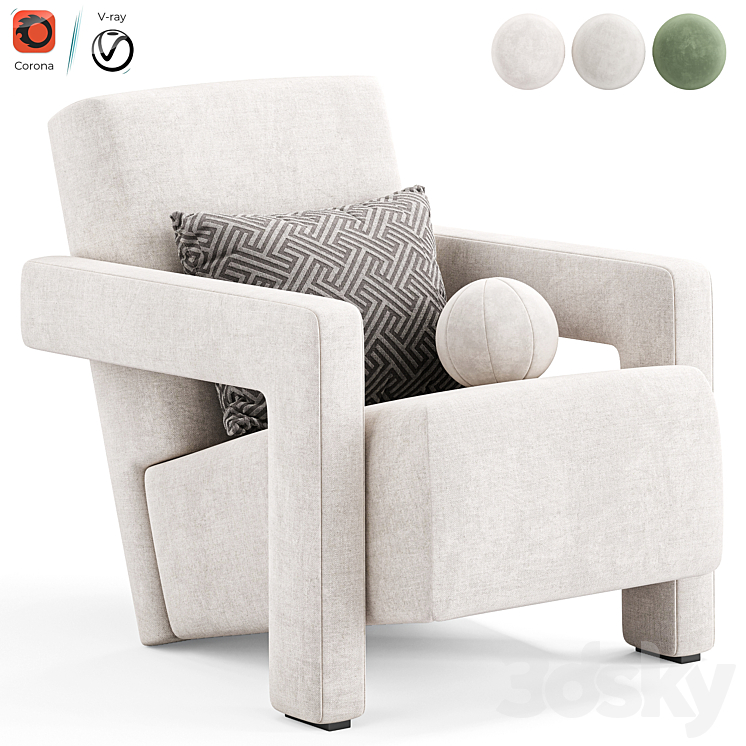 Utrecht armchair by Cassina 3DS Max - thumbnail 1