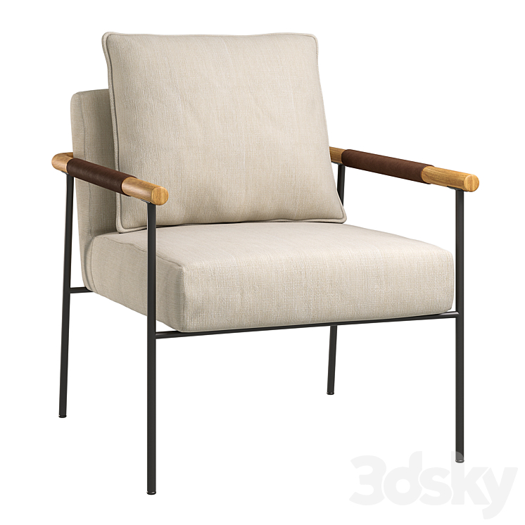 Valencia Linen Atticus Armchair 3DS Max Model - thumbnail 1