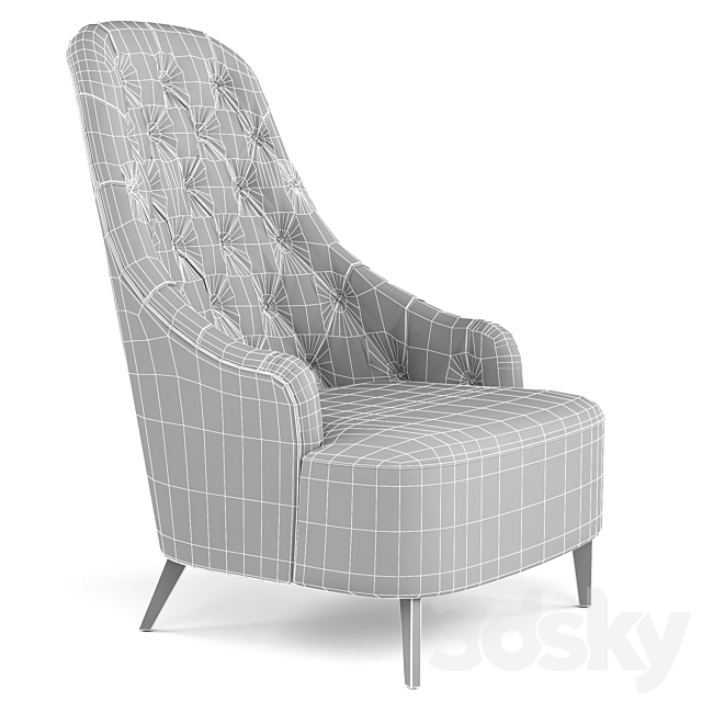 VANESSA CAPITONNÉ ARMCHAIR 3DS Max Model - thumbnail 3