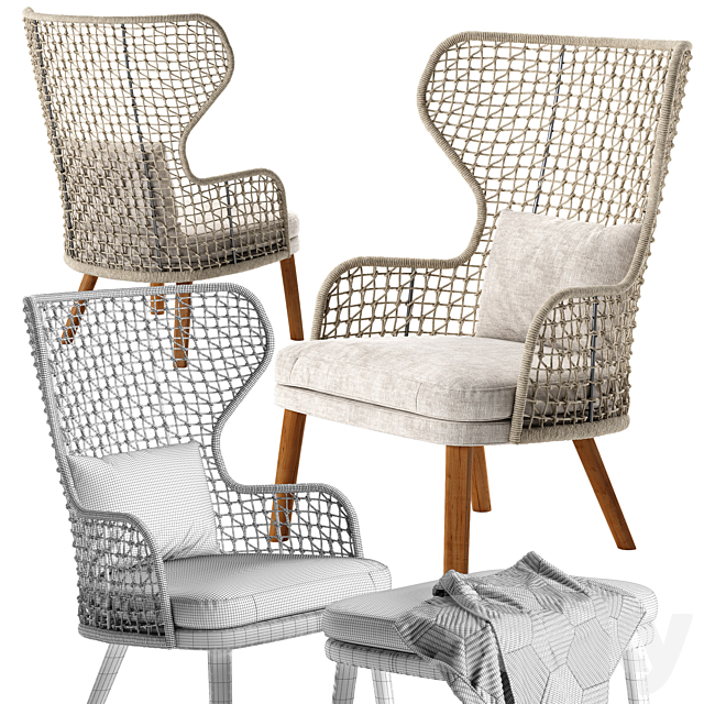 Varaschin Emma bergere armchair 3DS Max Model - thumbnail 3