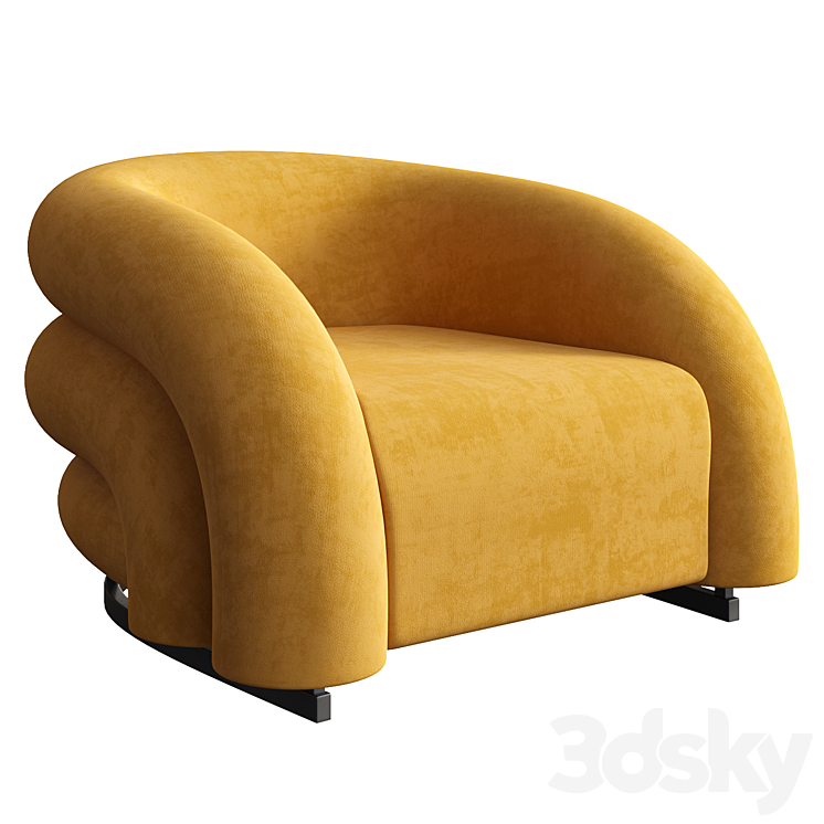 Velvet accent chair 3DS Max Model - thumbnail 1