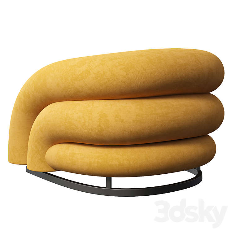 Velvet accent chair 3DS Max Model - thumbnail 2