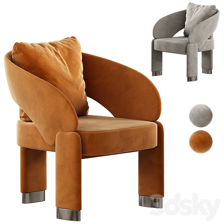 Velvet Chair 3DS Max Model - thumbnail 1