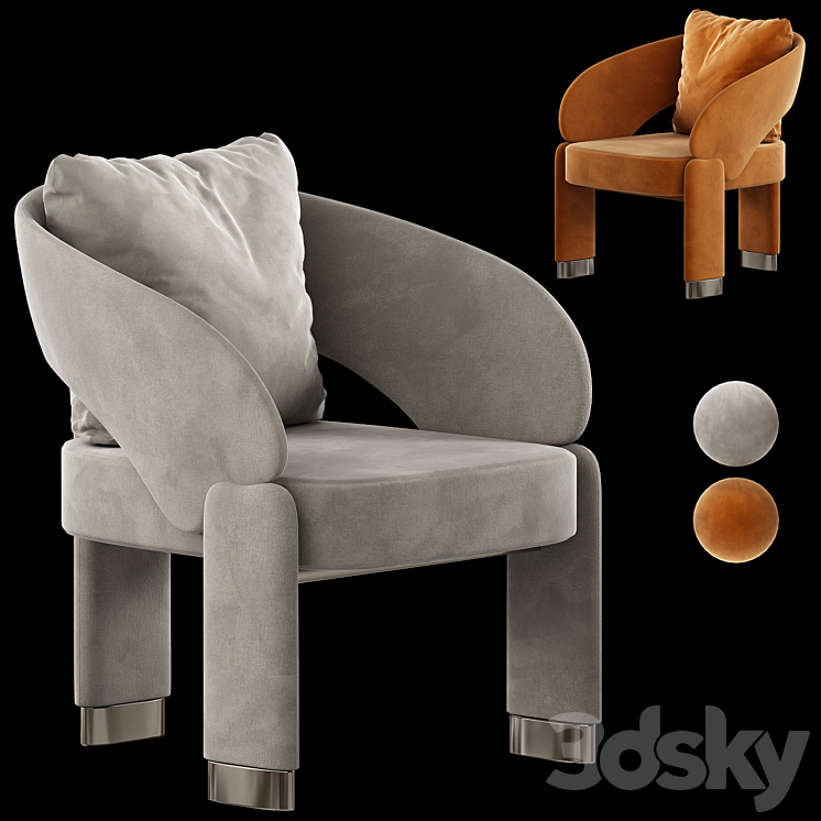 Velvet Chair 3DS Max Model - thumbnail 2
