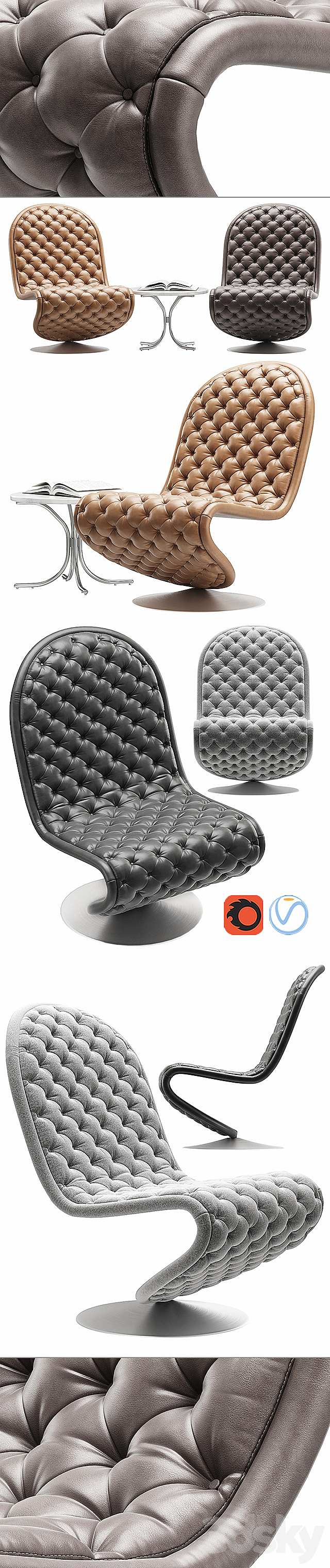 verpan system 123 lounge chair 3DS Max Model - thumbnail 2