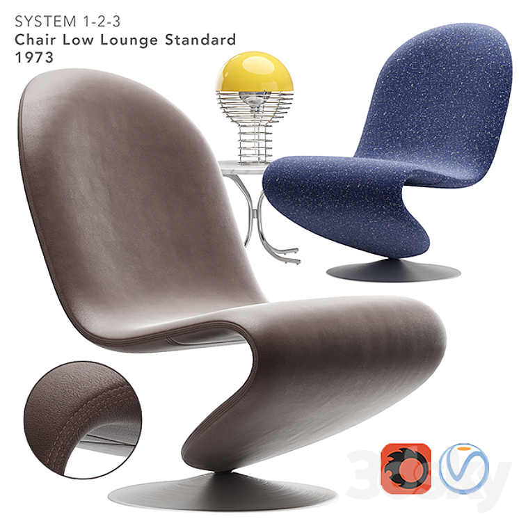 verpan system 123 lounge chair standard 3DS Max Model - thumbnail 1