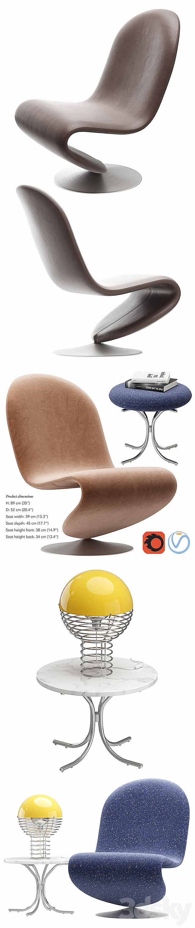 verpan system 123 lounge chair standard 3DSMax File - thumbnail 2