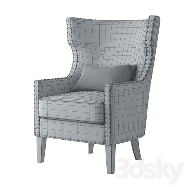 Villa Berkley Wing Back Club Chair. 3ds Max - thumbnail 3