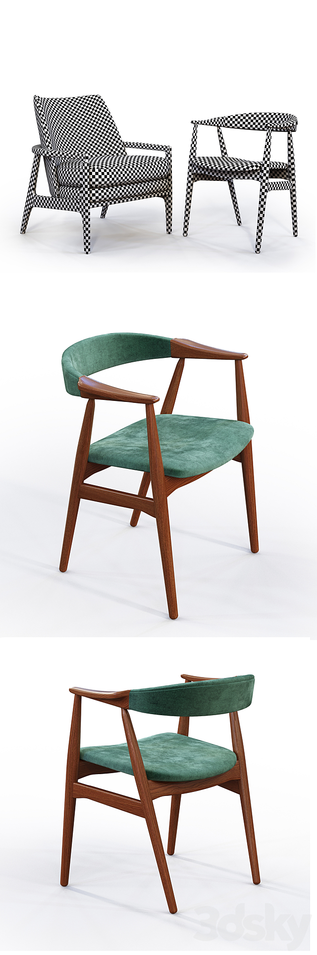 Vintage armchair 1960s 3DS Max Model - thumbnail 2