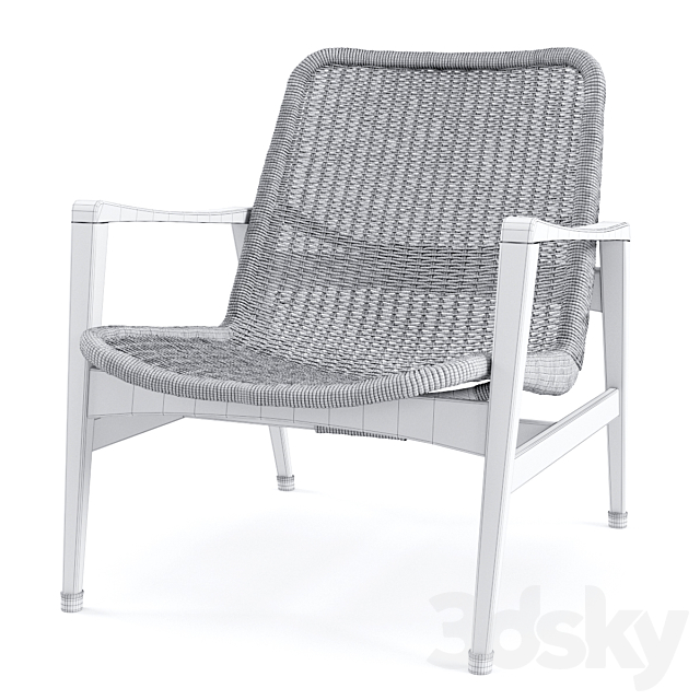 Vintage Lounge Chair Manufactured by Yamakawa Rattan 3DS Max Model - thumbnail 3