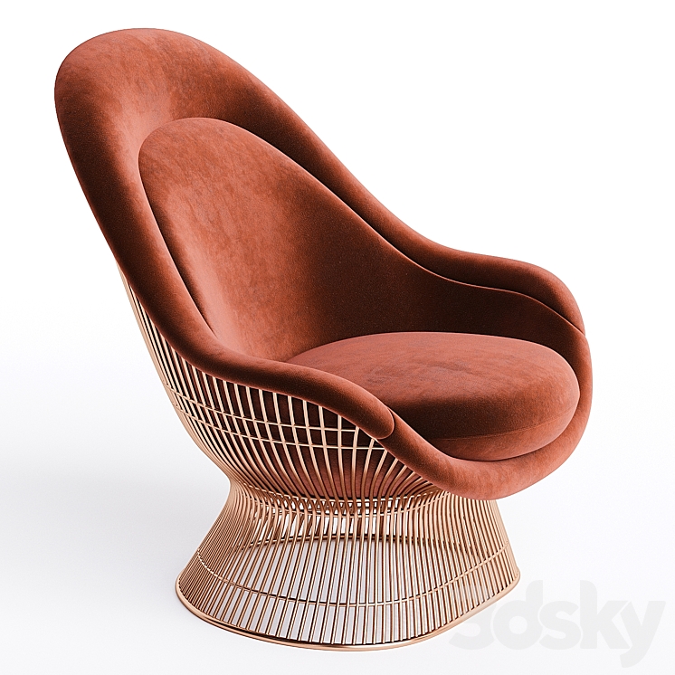 Vintage Warren Platner Knoll Easy Chair Ottoman 3DS Max Model - thumbnail 2