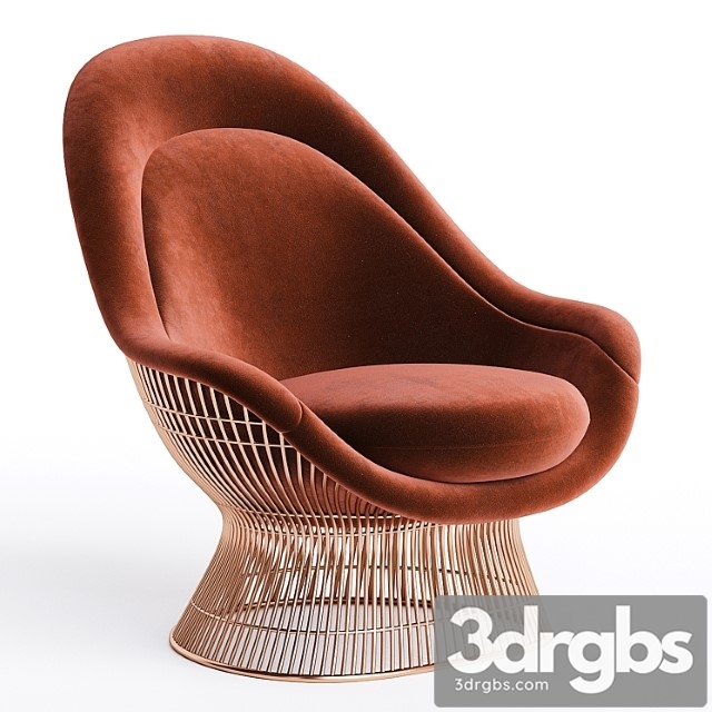 Vintage warren platner knoll easy chair ottoman 3dsmax Download - thumbnail 1