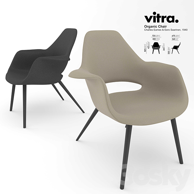 Vitra Organic Chair 3ds Max - thumbnail 2