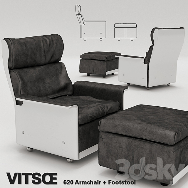 Vitsoe 620 Armchair + Footstool 3DSMax File - thumbnail 1