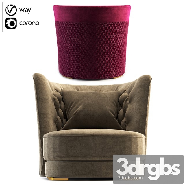 Vittoria frigerio greppi chester armchair 3dsmax Download - thumbnail 1