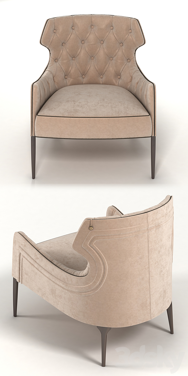 Vittoria Frigerio Piola Capittone armchair 3DS Max Model - thumbnail 2