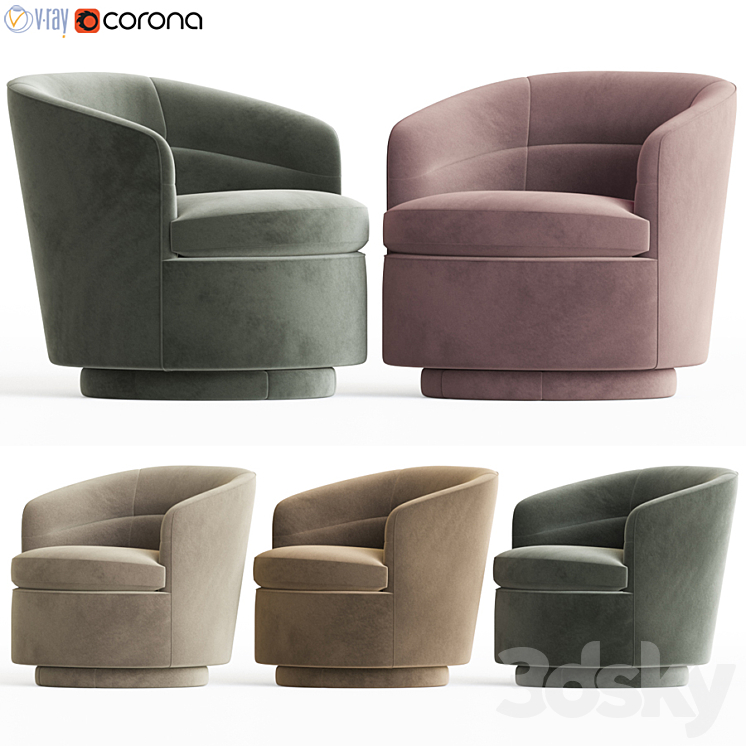 Viv Swivel Chair Westelm 3DS Max - thumbnail 1