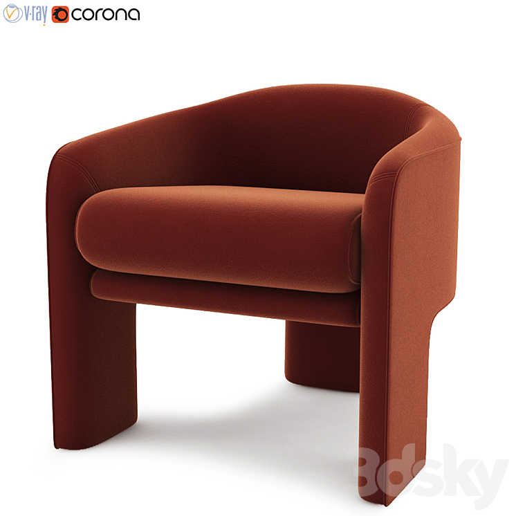 Vladimir Kagan Weiman Lounge Chair 3DS Max - thumbnail 1