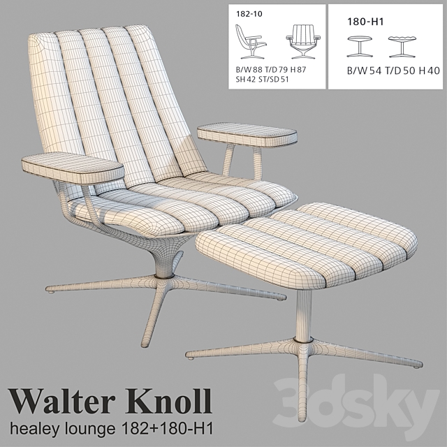 Walter Knoll Healey Lounge 182 + 180-H1 3DS Max Model - thumbnail 3