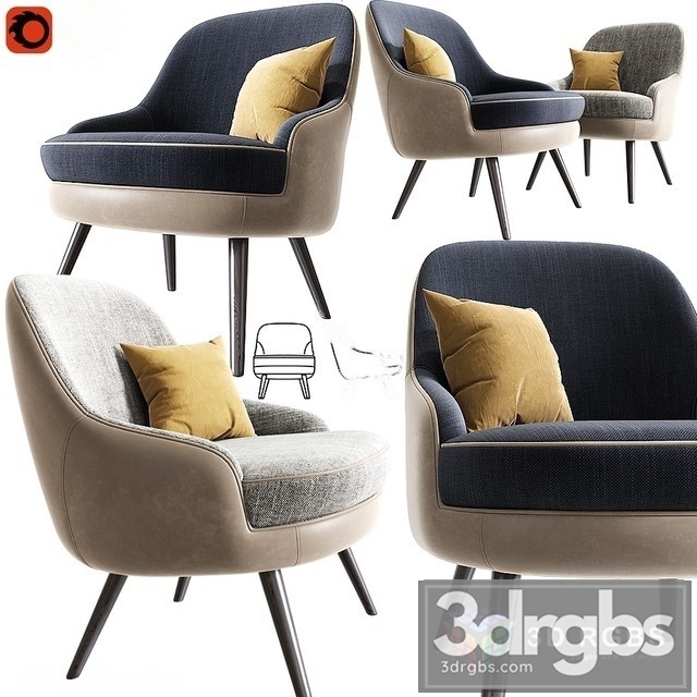 Walter Knoll Moderm Armchair 3dsmax Download - thumbnail 1