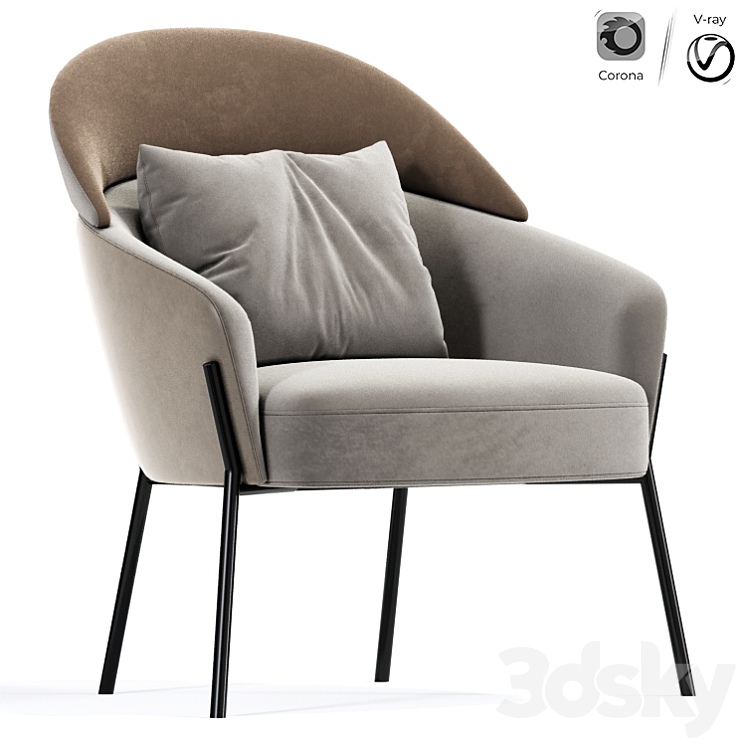 Wam lounge armchair by bross 3DS Max Model - thumbnail 1