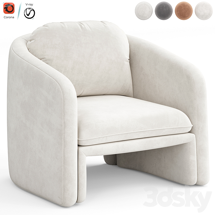 Warren armchair by Laredoute 3DS Max Model - thumbnail 1