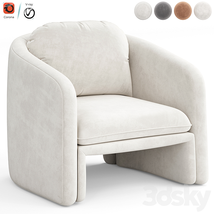 Warren armchair by Laredoute 3DS Max - thumbnail 1