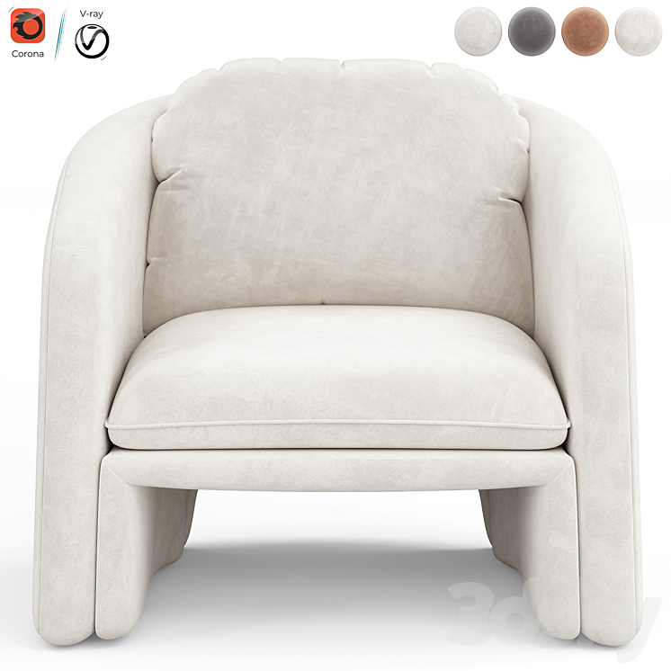 Warren armchair by Laredoute 3DS Max - thumbnail 2
