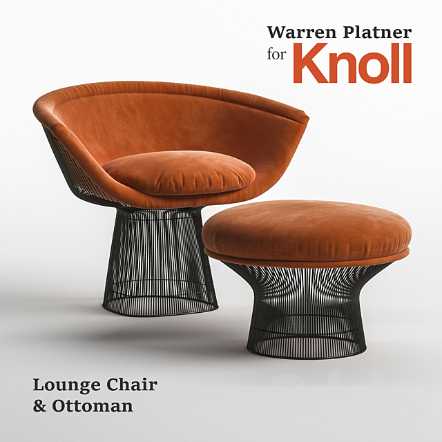 Warren Platner Lounge Chair & Ottoman for Knoll 3DSMax File - thumbnail 1