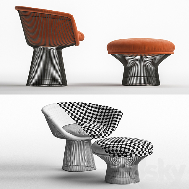 Warren Platner Lounge Chair & Ottoman for Knoll 3DSMax File - thumbnail 3