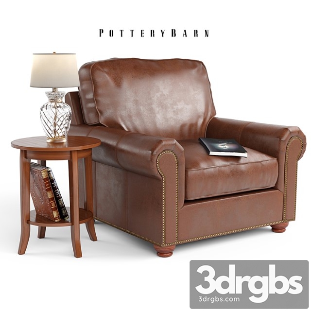 Webster leather armchair legacy tobacco 3dsmax Download - thumbnail 1