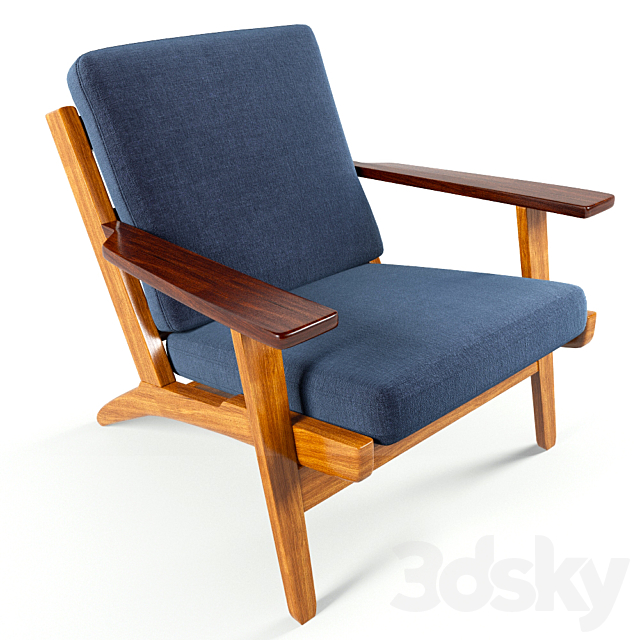 Wegner Style Plank ArmChair 3DSMax File - thumbnail 1