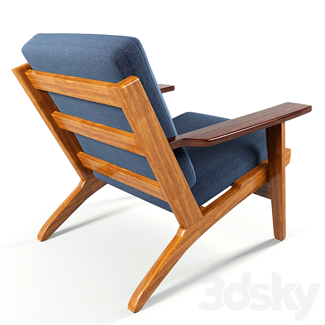 Wegner Style Plank ArmChair 3DSMax File - thumbnail 2