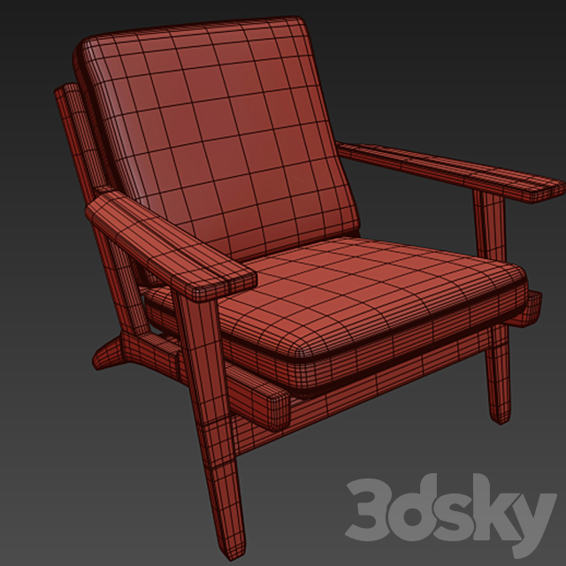 Wegner Style Plank ArmChair 3DSMax File - thumbnail 3