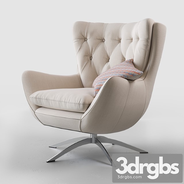 Wells Upholstered Swivel Armchair 2 3dsmax Download - thumbnail 1