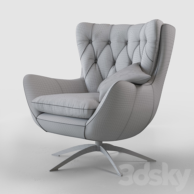 WELLS UPHOLSTERED SWIVEL ARMCHAIR 3ds Max - thumbnail 2