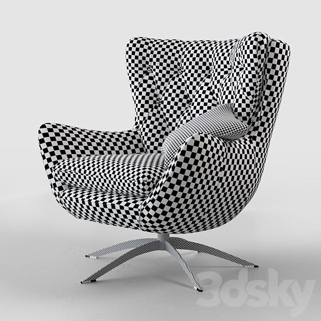 WELLS UPHOLSTERED SWIVEL ARMCHAIR 3ds Max - thumbnail 3