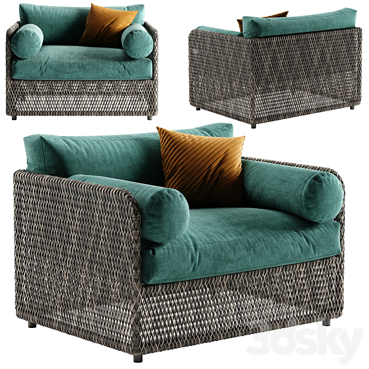 West elm coastal armchair 3DS Max - thumbnail 1