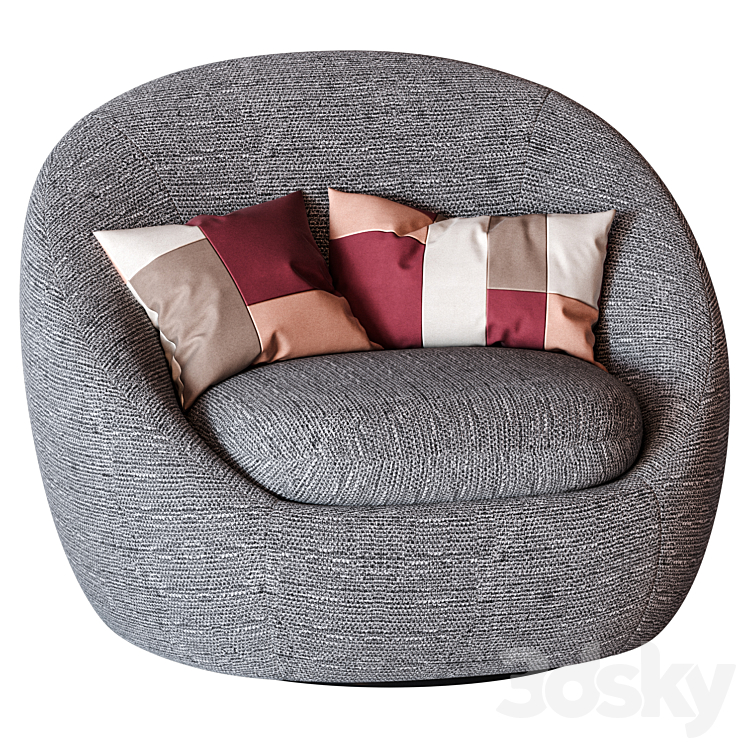 West Elm Cozy Swivel Chair 3DS Max - thumbnail 1