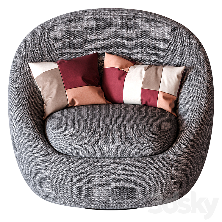 West Elm Cozy Swivel Chair 3DS Max - thumbnail 2