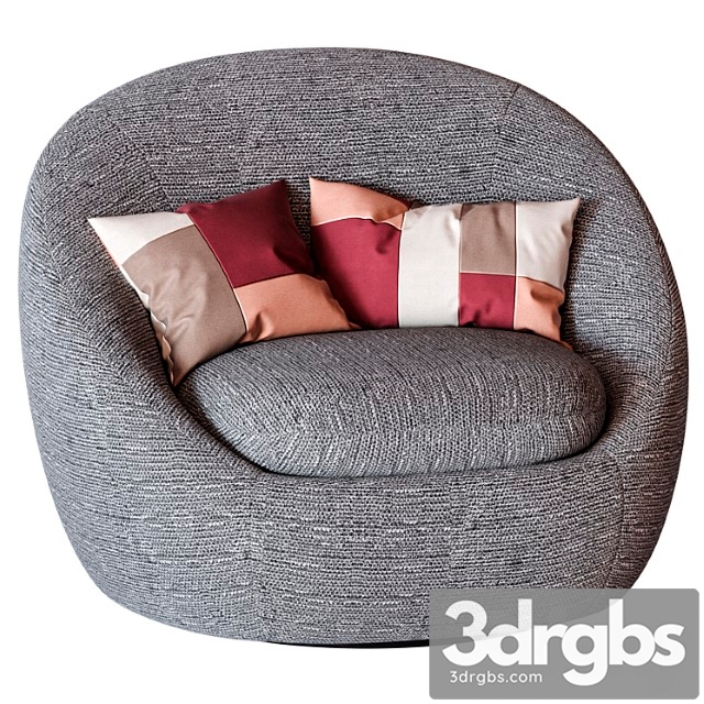 West elm cozy swivel chair 3dsmax Download - thumbnail 1